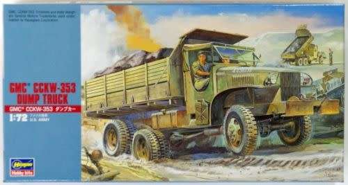 G.M.C. CCKW-353 DUMP TRUCK. 1/72 SCALE HASEGAWA PLASTIC MODEL KIT,