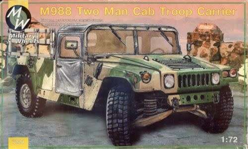 M988 Two Man Cab Troop Carrier - Military Wheels MW 7221 1:72 Scale Plastic Model Kit