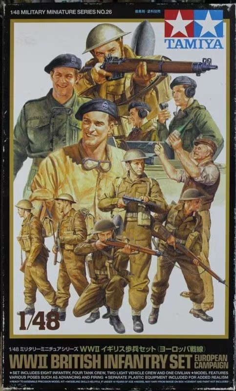 Military Miniatures WWII British Infantry Set European Campaign Tamiya 1/48 Scale #32526,