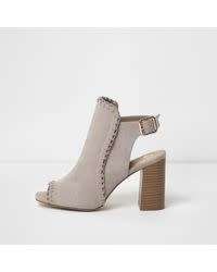 OPEN TOE HEEL BOOTS - STUNNING SAND COLOR AVAILABLE - SIZE 5