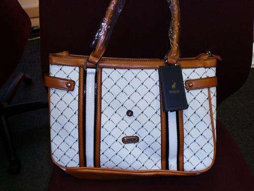 POLO HANDBAG - TAN & WHITE - BRAND NEW- SHIP R450!!