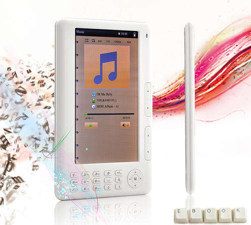 7" Ebook Reader MP3 MP5 FM Video Player- Ceremic White