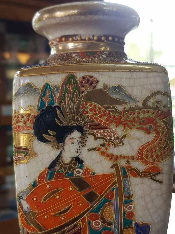 Antique Pair of Meiji Japanese Satsuma Geisha Vases ~ Circa 1603 -1868