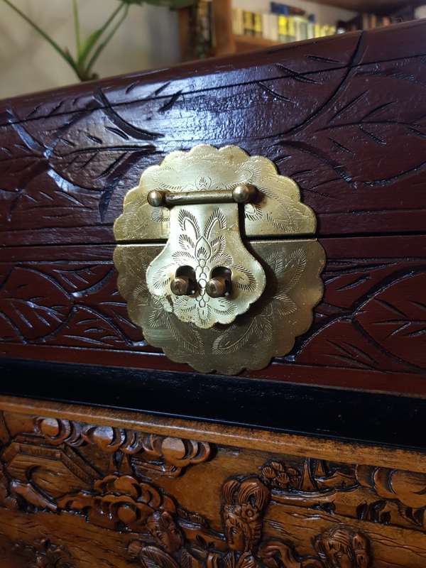 19th Century Carved Chinoiserie Camphor Chest