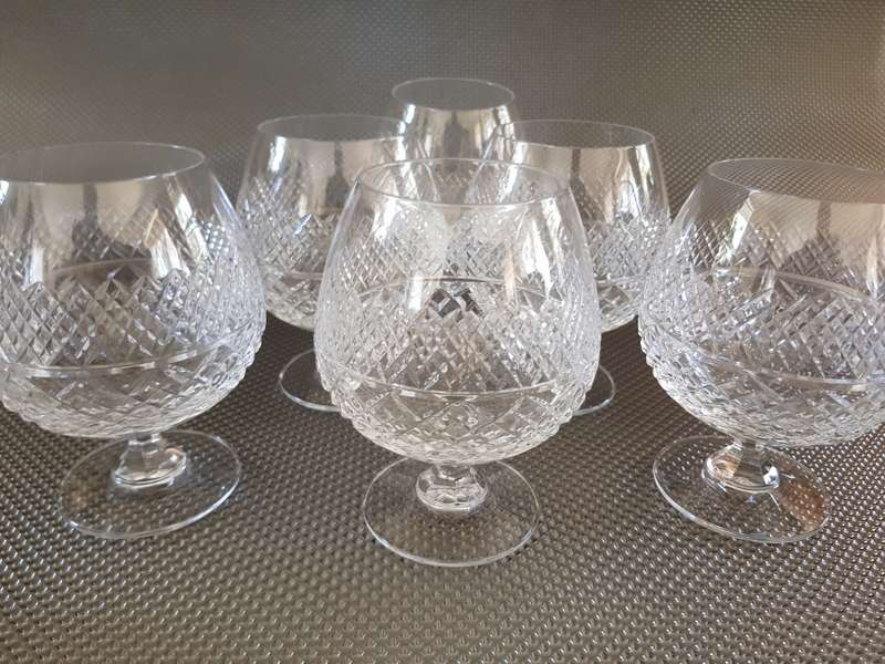 Set of 6 Hand Cut Lead Crystal Vintage Brandy Glasses - High Quality Brandy Balloon Glasses