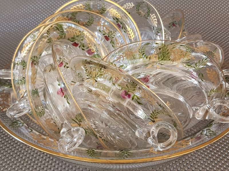 Lovely Large 12 Piece Glass Platter with Serving Dishes.