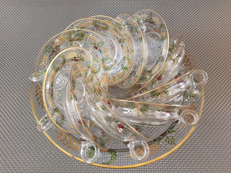 Lovely Large 12 Piece Glass Platter with Serving Dishes.