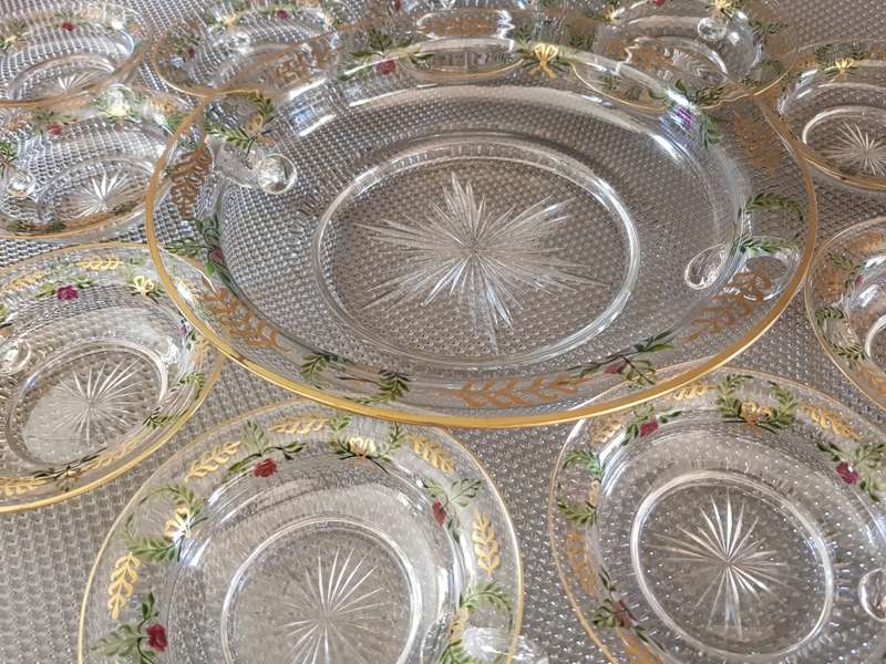 Lovely Large 12 Piece Glass Platter with Serving Dishes.