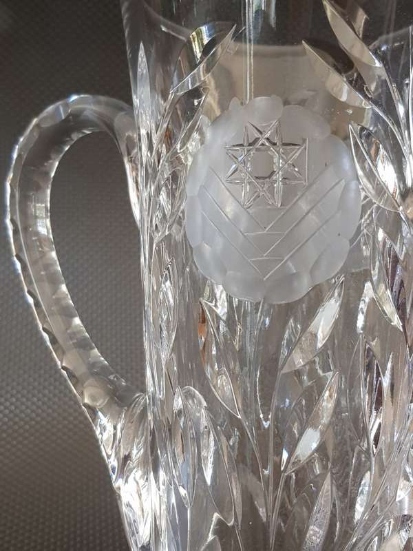 A Tall Rose-Cut Crystal Water Pitcher
