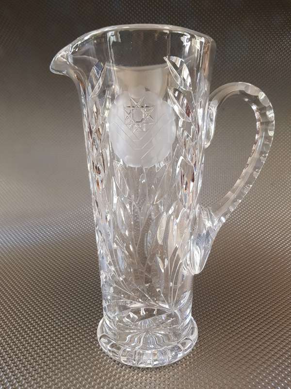 A Tall Rose-Cut Crystal Water Pitcher