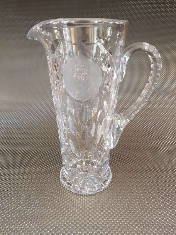 A Tall Rose-Cut Crystal Water Pitcher
