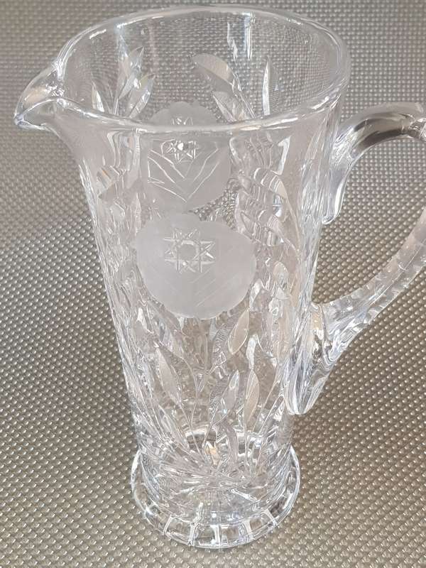 A Tall Rose-Cut Crystal Water Pitcher