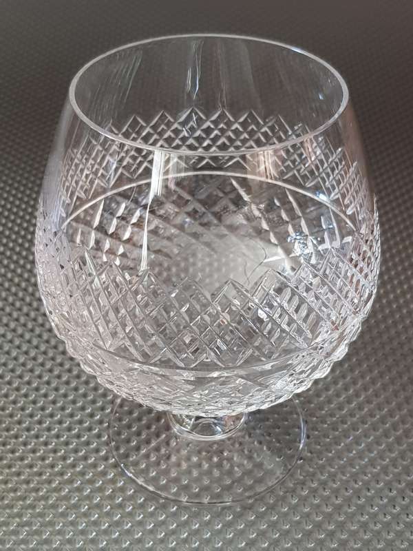 Set of 6 Hand Cut Lead Crystal Vintage Brandy Glasses - High Quality Brandy Balloon Glasses