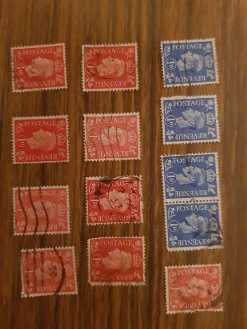 Numerous 1900's King George VI penny stamps,used/unused, singles and block.