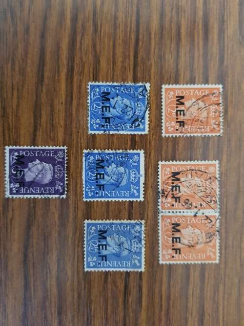Numerous 1900's King George VI 3, 2 and 2 and a half  penny MEF stamps,used, singles and block.