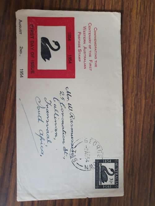 Cover Commemorating the First Western Australian Postage Stamp 1954