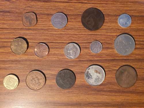 Potluck 5 coins different countries different denominations