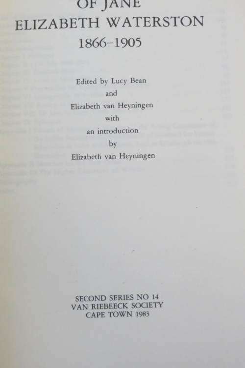 The letters of Jane Elizabeth Waterston. Second Series no 14 Van Riebeeck Society
