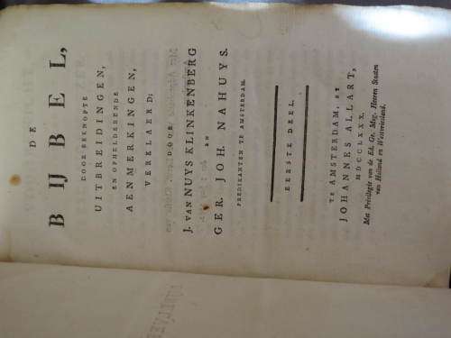Bybel verklarings: Bijbel verklaerd door J. van Nuys Klinkenerg (27 dele van 1780 - 1795 -Amsterdam