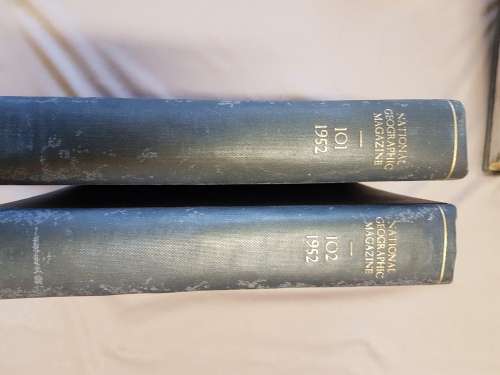 National Geographic Magazines - Jan to June 1952 & July to December in bound in TWO volumes.