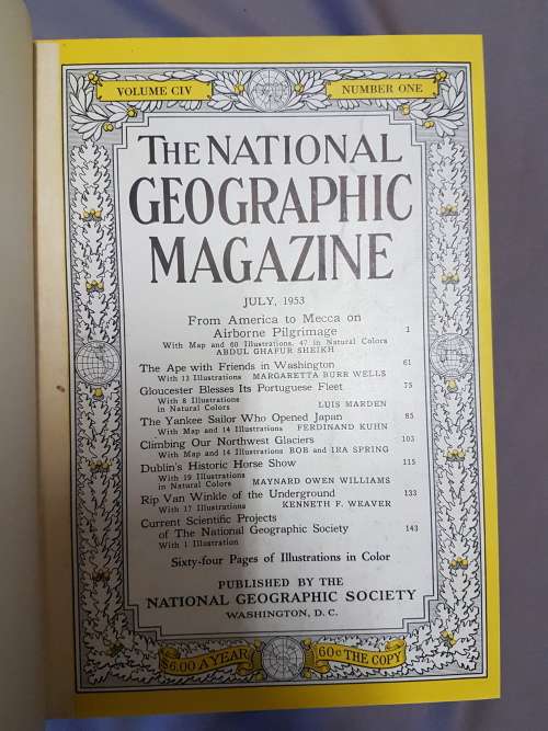 National Geographic Magazines - Jan to June 1953 and July to December 1953 in bound in TWO volumes.