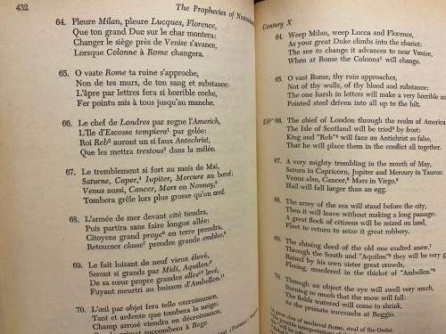 Leoni, Edgar. Nostradamus and his prophesies (One side French opposite page in English).