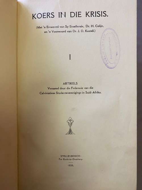 Koers in die krisis: Vol I & III.