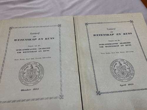 Tydskrif vir Wetenskap en Kuns. Nuwe Reeks deel XIII Eerste en tweede aflewering. April & Okt. 1953