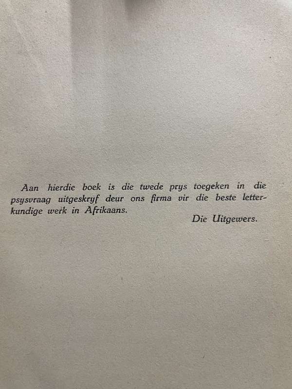 Twee Rampe en twee Gelukke. Ds. J.H. Kruger. (Tweede prys vir beste letterkudige werk in Afrikaans).