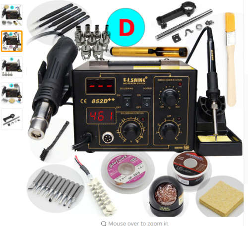 852D++ Hot Air Rework Station soldering station BGA De-Soldering 2 in 1 with Supply air gun rack