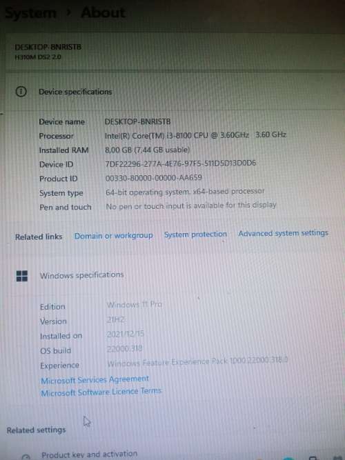 Desktop pc with intel I3 8100 8gen cpu
