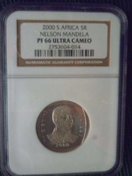 NELSON MANDELA YEAR 2000 R5 PF66 ULTRA CAMEO NGC