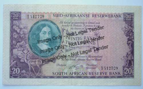 G Rissik 1st Issue Twenty Rand Note. Serial No. D2 512709 (of only 750 000 printed) VF+