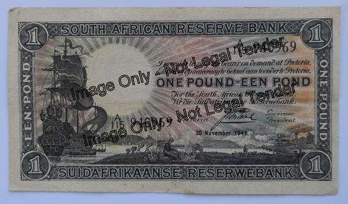 J Postmus 1st Issue One Pound Note. Serial No. A115 940969 dd 20 November 1941 VF+
