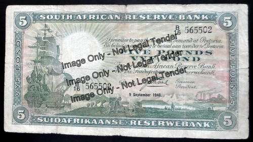 J Postmus 1st Issue Five Pound Serial B16 565502 dated 9 September 1940. Condition - Good