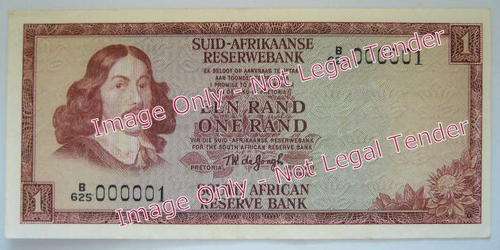 Rare - First Note of a Series!!!! TW de Jongh 3rd Issue R1.00 Note Serial No. B625 000001 EF+