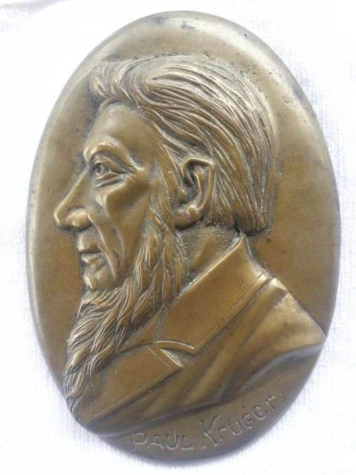SOLID BRONZE EMBOSSED PLAQUE OF PAUL KRUGER BY J GODVIN