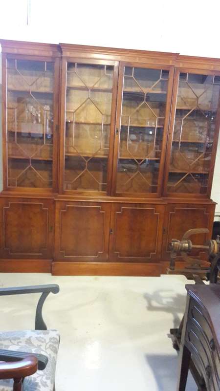 Cherrywood Veneer and Paneled Glass Door Bookcase