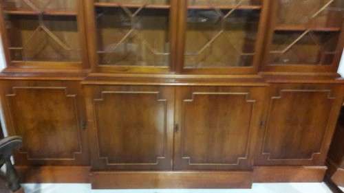 Cherrywood Veneer and Paneled Glass Door Bookcase