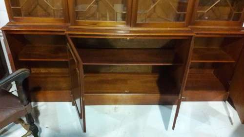 Cherrywood Veneer and Paneled Glass Door Bookcase
