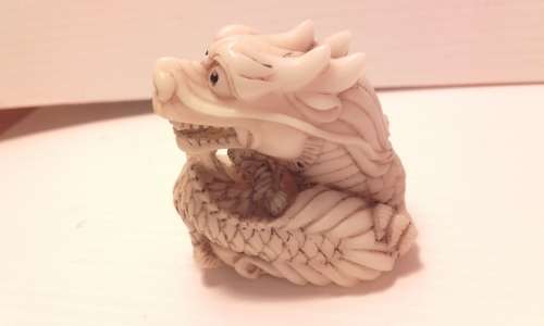 Chinese Netsuke Dragon Horse and Bearded man