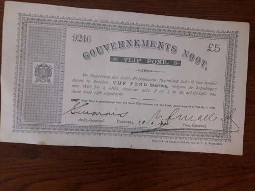 Governements Noot Vijf Pond 1900