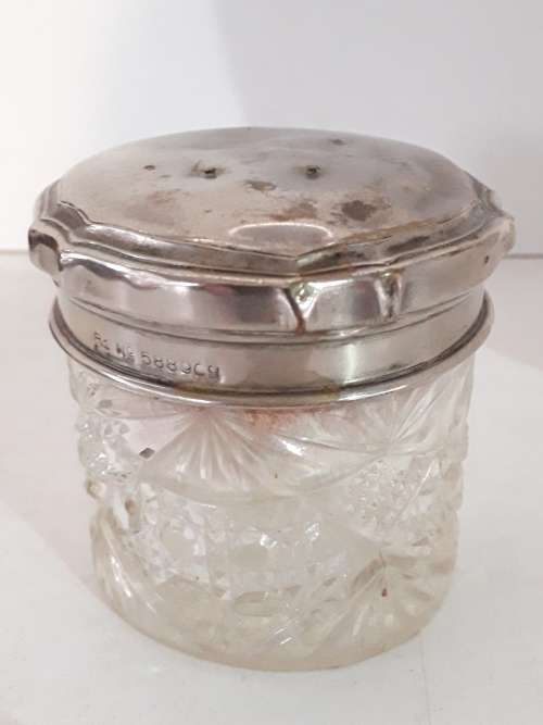 Crystal and Silver lidded Powder Puff Container