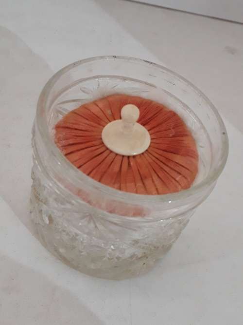 Crystal and Silver lidded Powder Puff Container