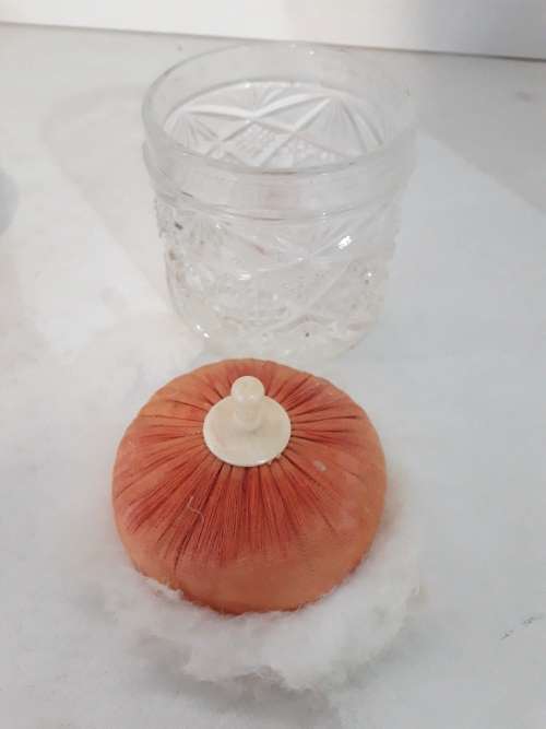 Crystal and Silver lidded Powder Puff Container