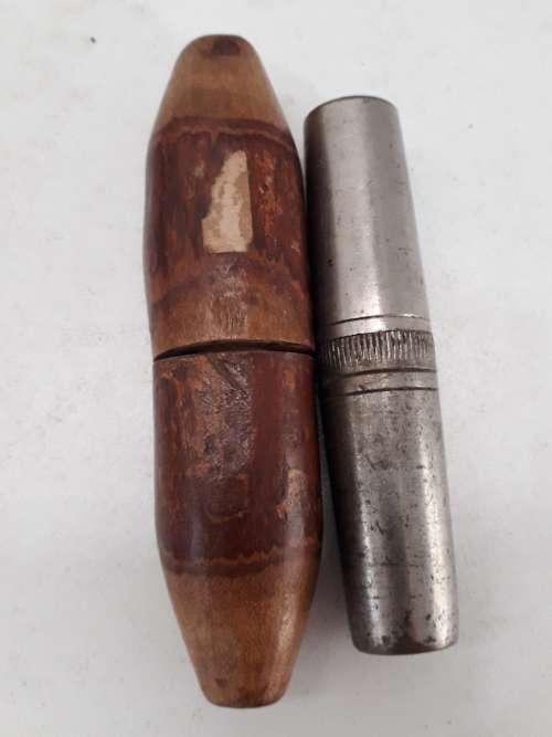 Wood and Chrome pair Needle Canisters