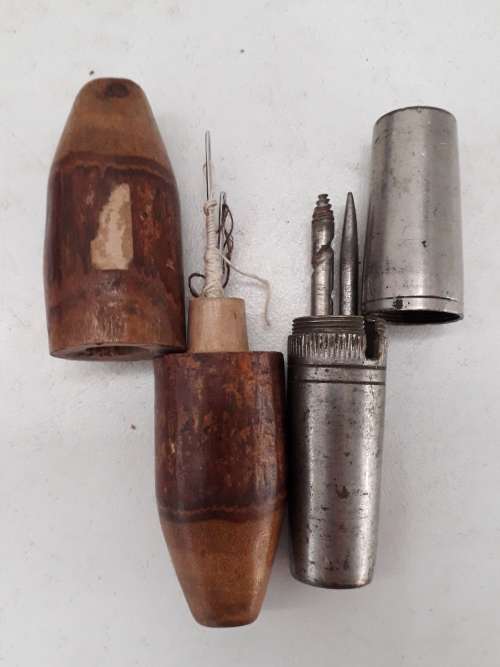 Wood and Chrome pair Needle Canisters