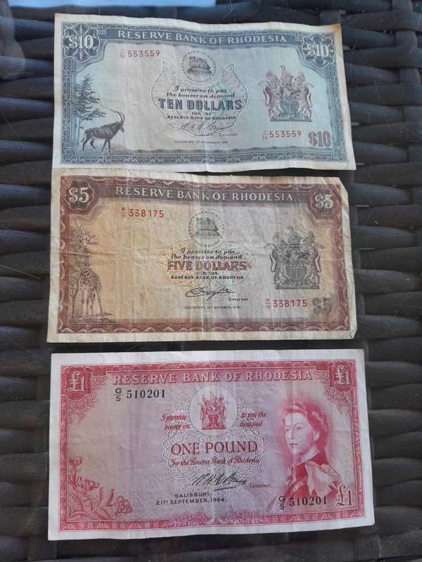 Rhodesia Dollars and Pound Rhodes Watermark