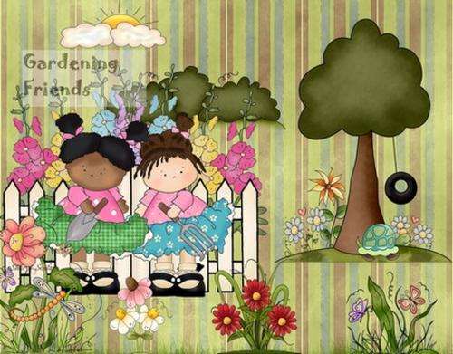 Silk Ribbon Embroidery Prints - Gardening Friends - Size A3