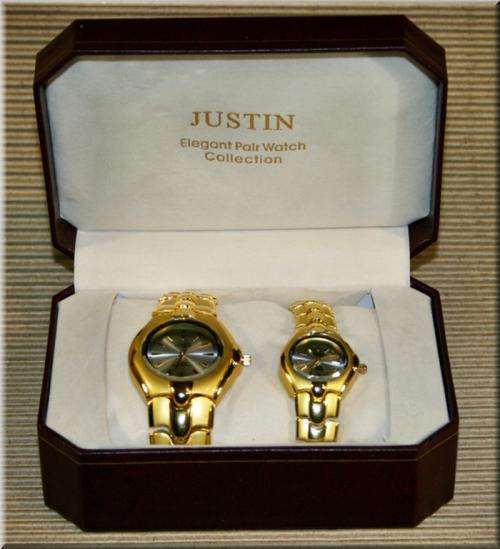 Justin Watches. Unique "His & Hers" Pair. Gold Colour Finish, Excellent Quality! [SD45]
